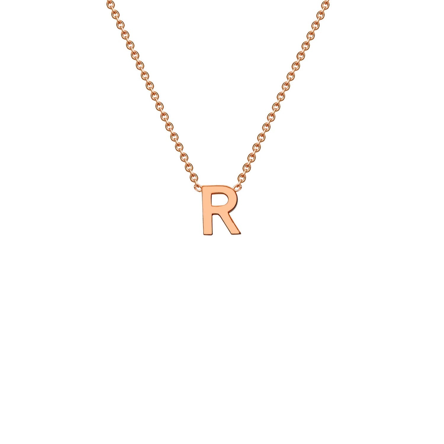 9ct Rose Gold 'R' Initial Adjustable Letter Necklace 38/43cm