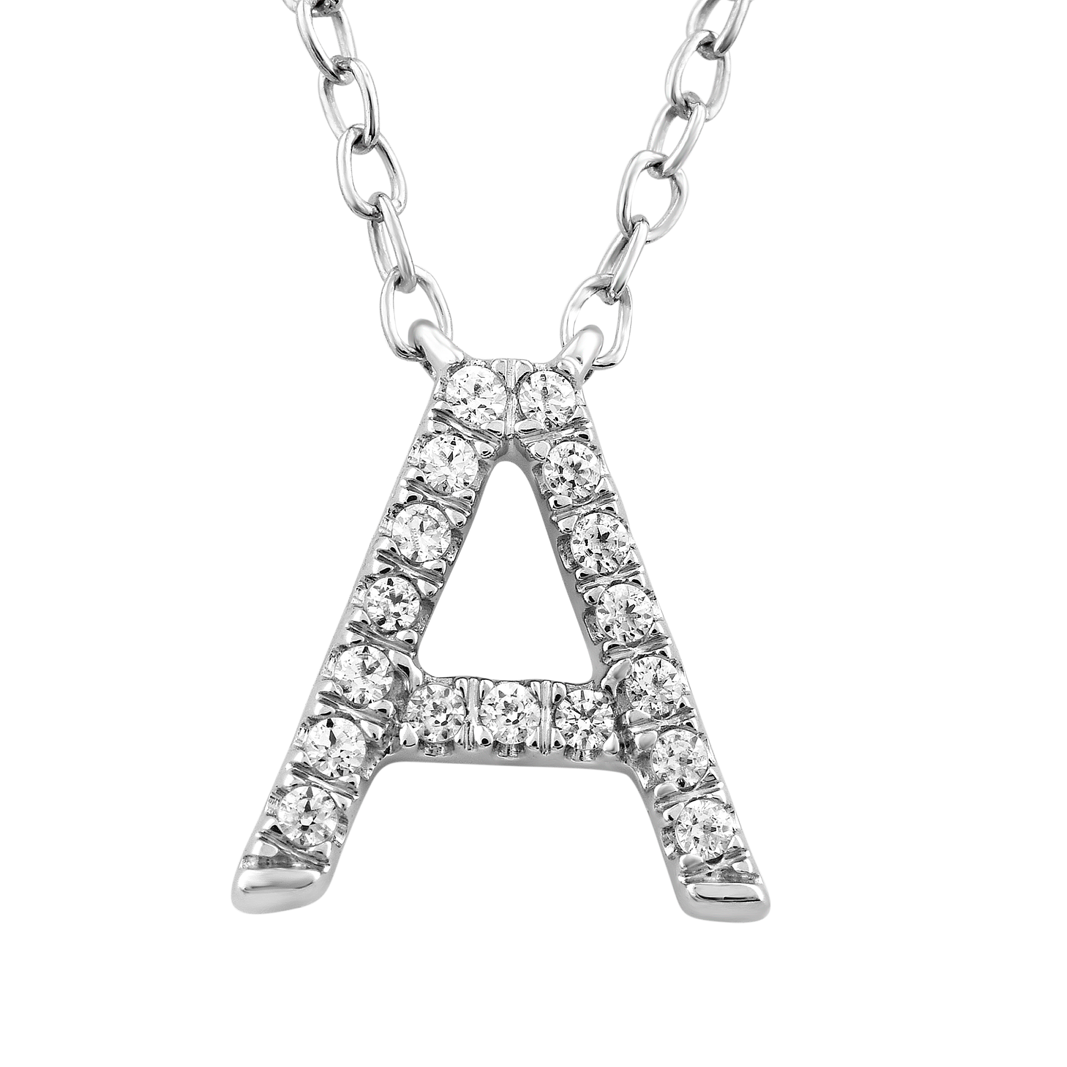 9ct White Gold Diamond Initial 'A' Necklace